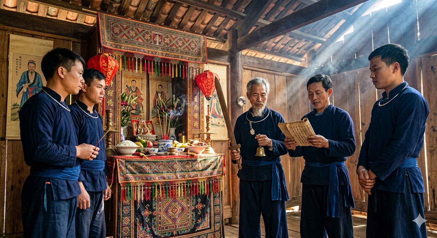 Lễ hội Cấp sắc của người Dao: Nghi lễ quan trọng đánh dấu sự trưởng thành của người đàn ông Dao, thể hiện sự gìn giữ và truyền thụ các giá trị văn hóa, tín ngưỡng của dân tộc Dao qua các thế hệ.